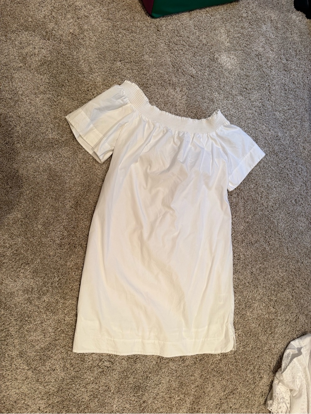 Off-Shoulder White Cotton Dress